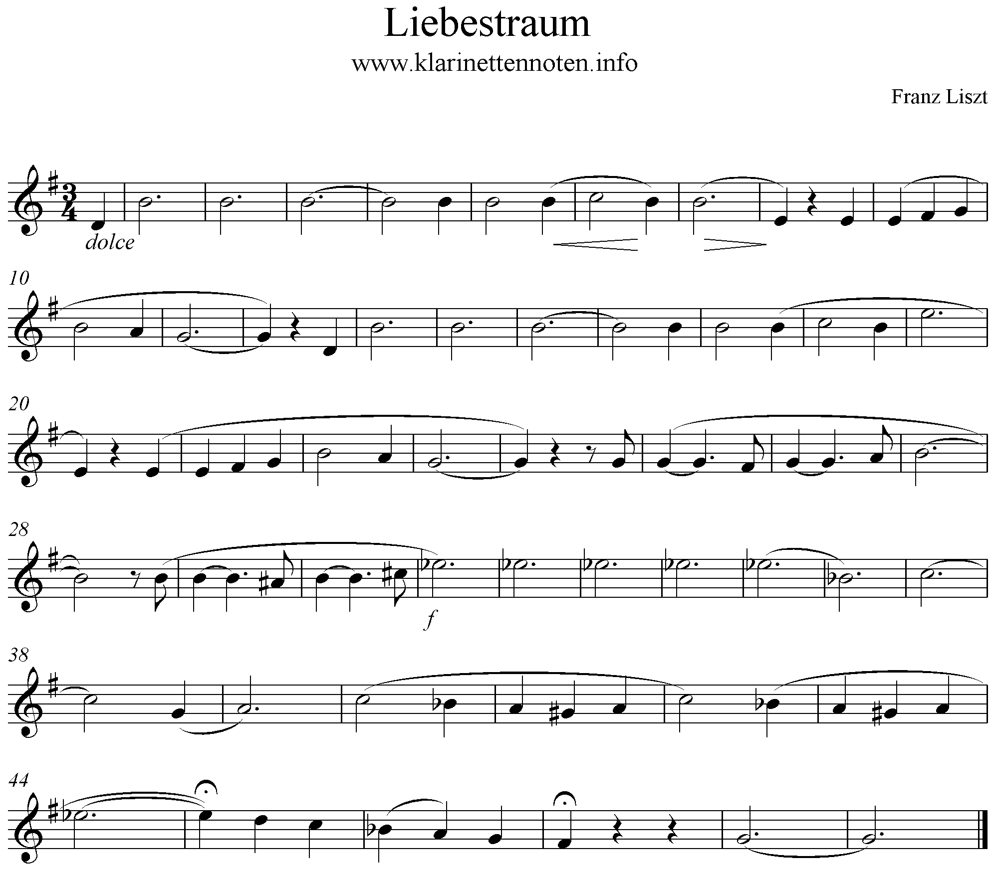 Noten Liebestraum Franz Liszt G-Dur